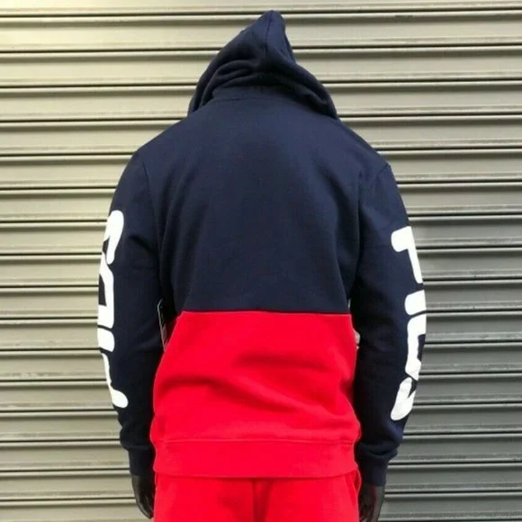 Men s Fila NavyWhiteRed Fashion Pull Over Hoodie Sweaters